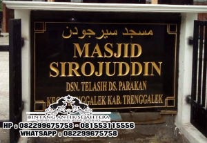 Jual Nameboard Masjid Granit Hitam, Harga Nameboard Granit Per Meter